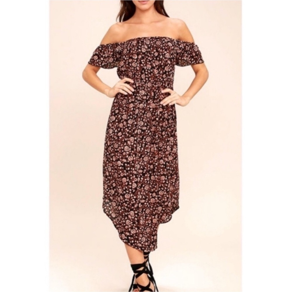 Amuse Society floral off the shoulder midi dress